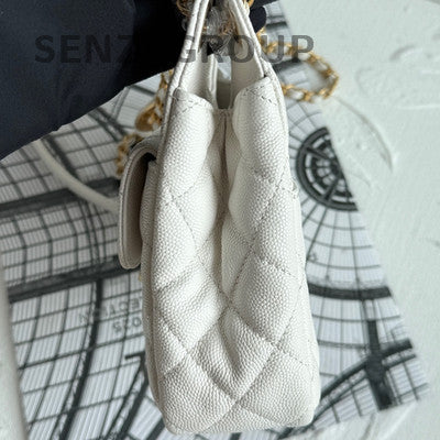 Chanel Small White Quilted Chain Crossbody Bag Gold Hardware