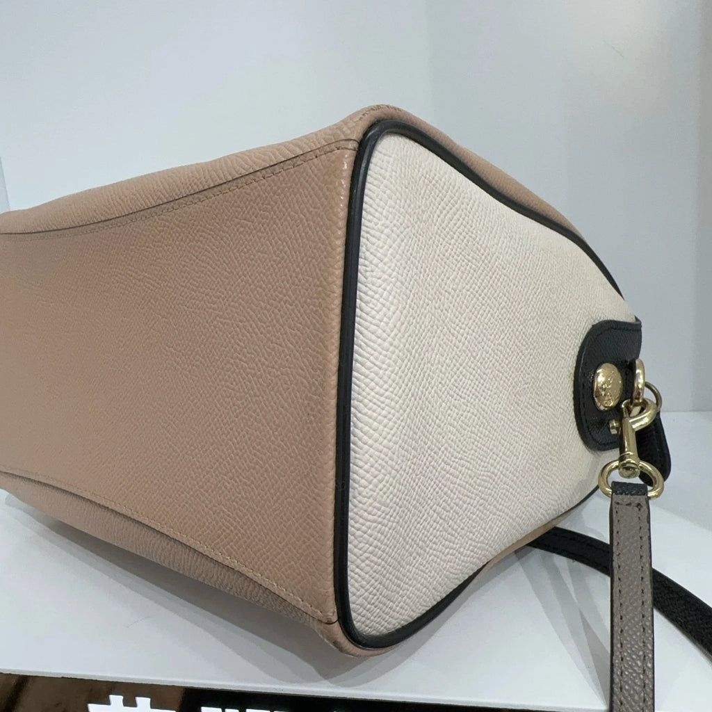 Coach Canvas Beige Boston Shoulder Crossbody Handbag for Women