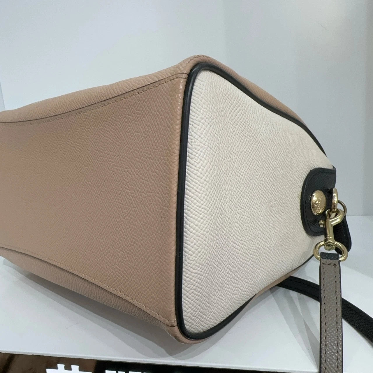 Coach Canvas Beige Boston Shoulder Crossbody Handbag for Women