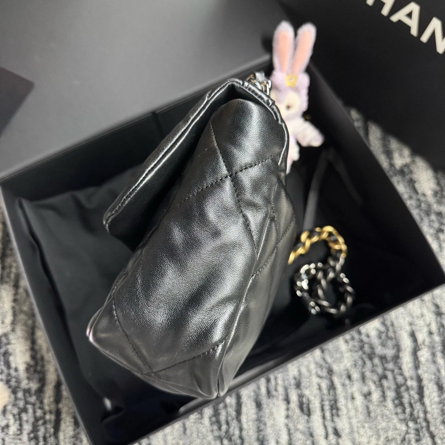 New Authentic CHANEL 19 Black Gold Small Shoulder Bag for Women