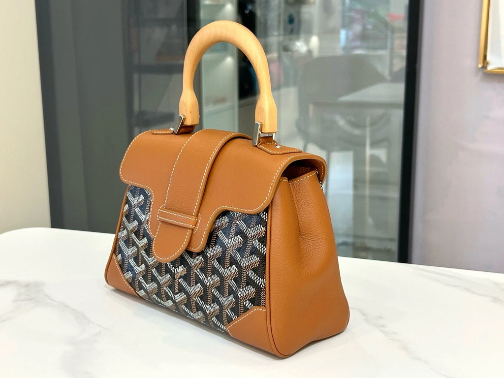 Goyard Caramel Brown Monogram Mini Saigon Handbag Women