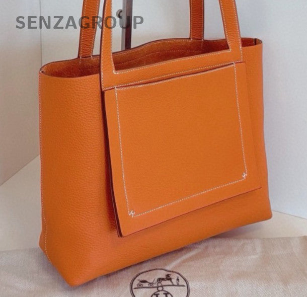 Hermes Cabasellier31 Tote Shoulder Bag Orange Used Women Classic