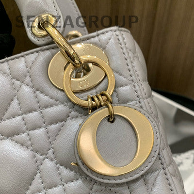 Dior Lady Dior Gray Gold Chain Crossbody Handbag Cannage Classic