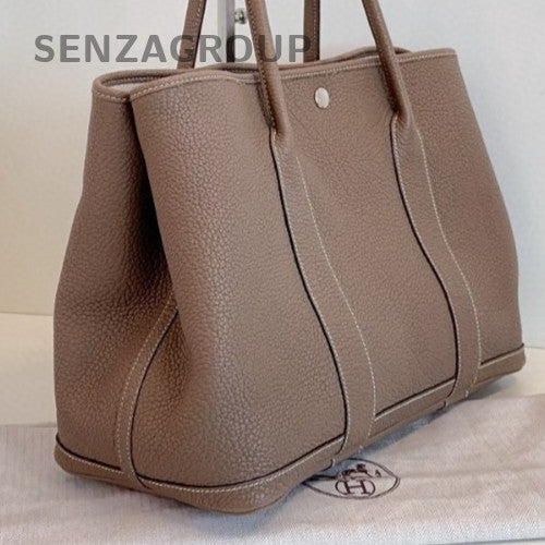 Hermes Garden Party Negonda Top Handle Bag Gray Silver Used Women Classic