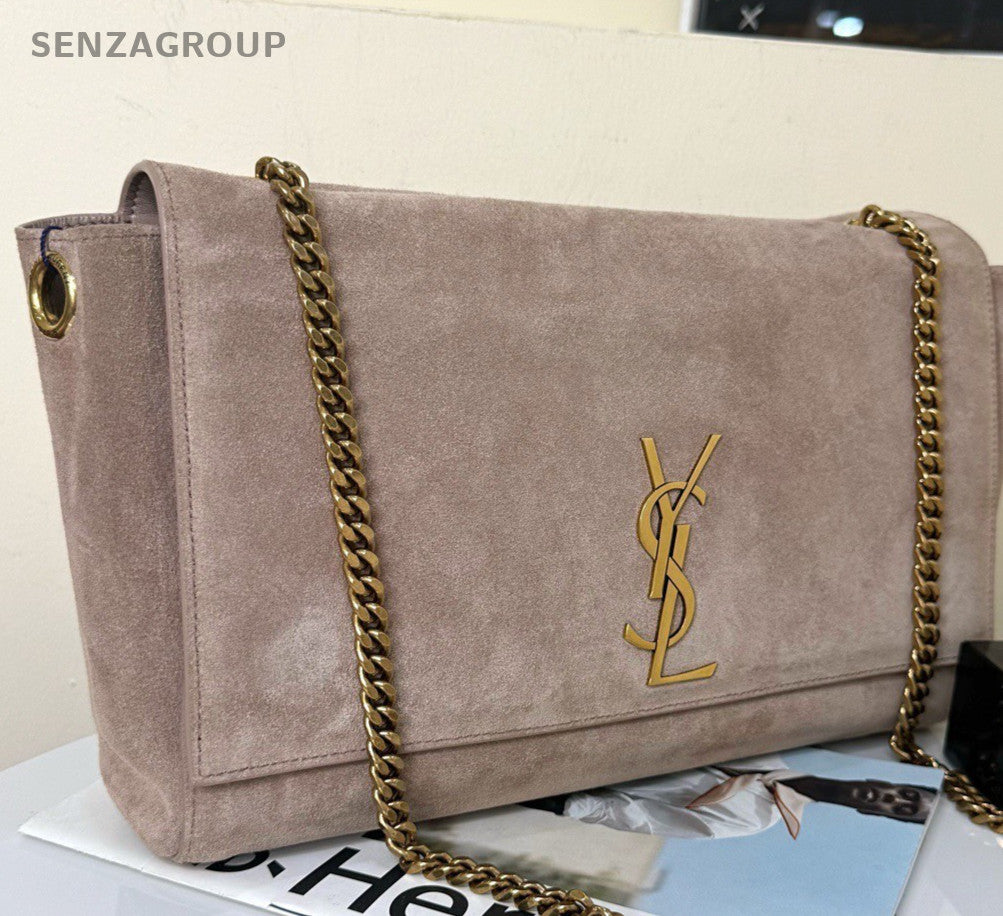 Saint Laurent Kate Chain Shoulder Bag Red Gold Used Women Classic Designer