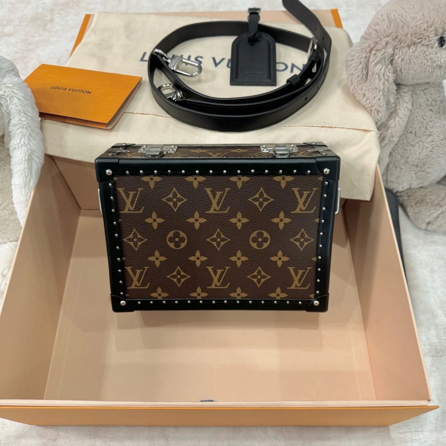Louis Vuitton Monogram Black Edge Canvas Clutch Box For Women
