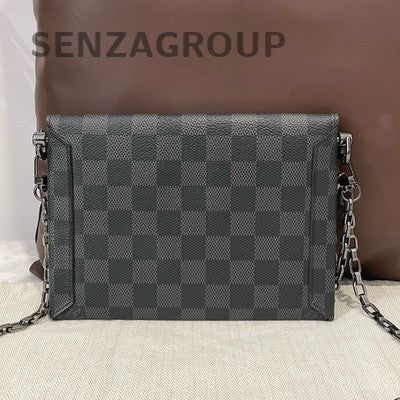 Louis Vuitton Damier Graphite Medium Chain Shoulder Crossbody Bag Black Silver