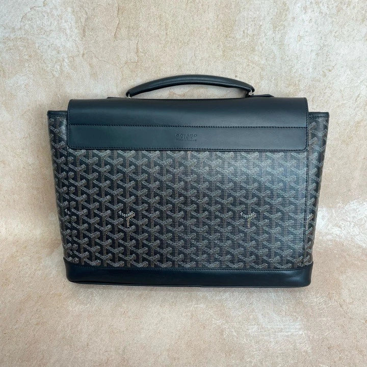 Goyard Citadin Classic Black Leather Shoulder Bag Briefcase For Women