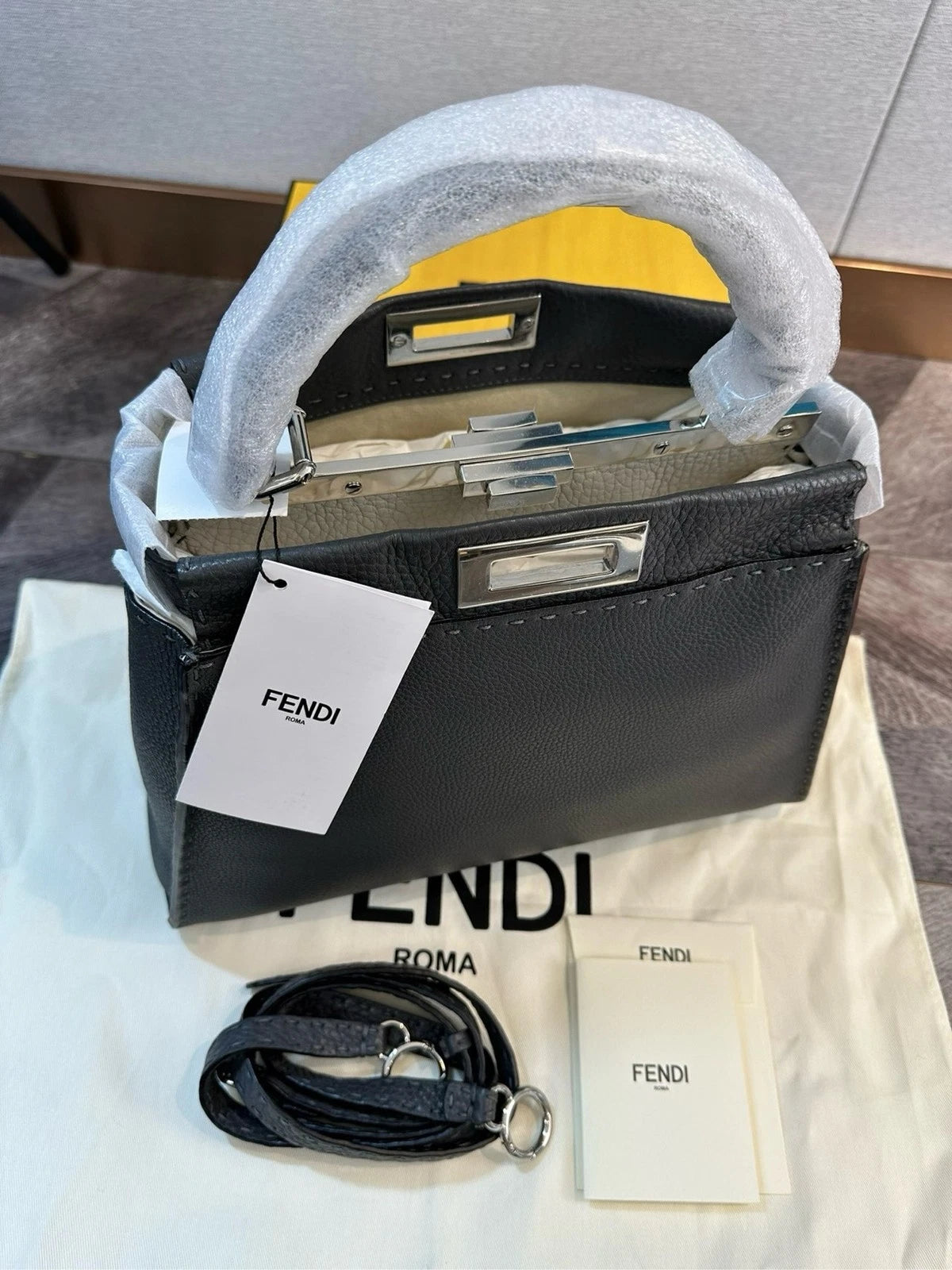 Fendi Peekaboo Medium Calfskin Handbag Shoulder Crossbody Women