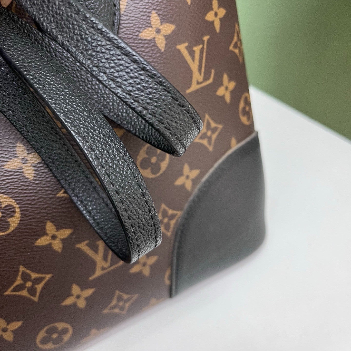 Louis Vuitton Flandrin Tote Monogram Top Handle Shoulder Bag Brown Gold Women