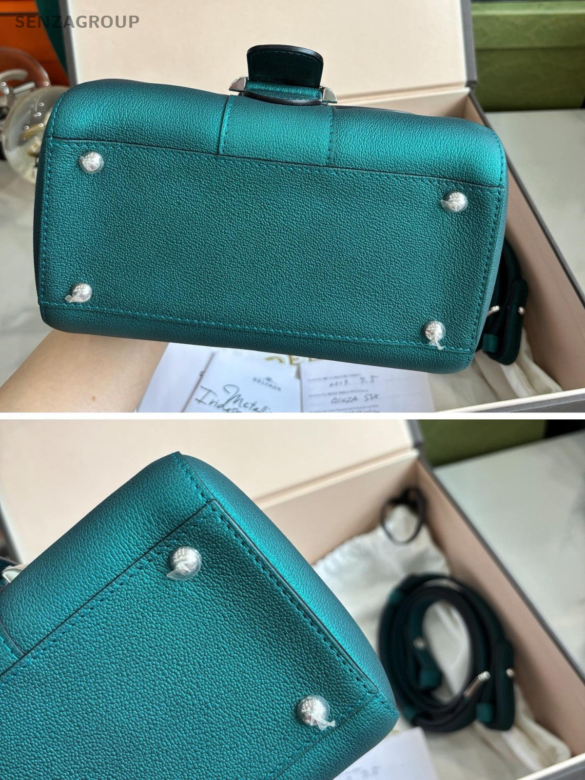 Delvaux mini Brilliant Peacock green Top Handle bag 2WAY Shoulder Women