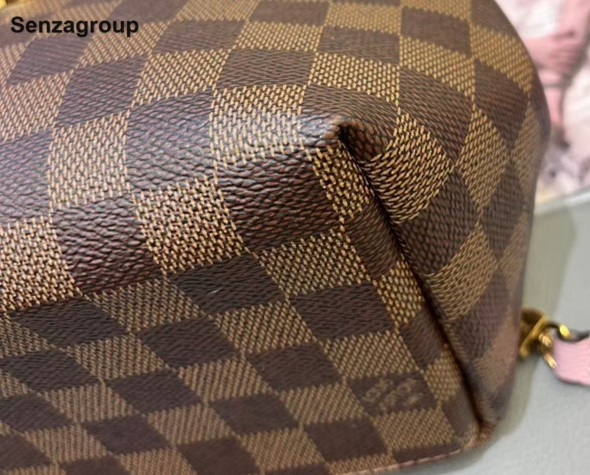Louis Vuitton Clapton Damier Ebene Backpack Crossbody Brown Pink Women Classic