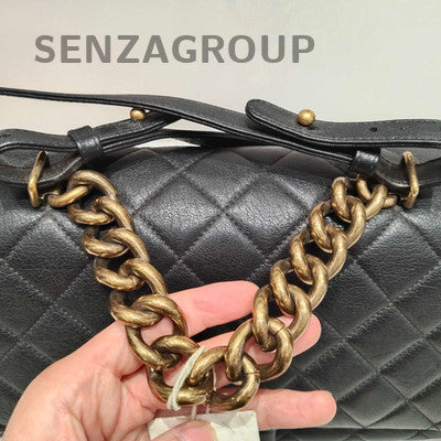 Chanel Black Gold Bombay Quilted Classic Women's Shoulder Bag