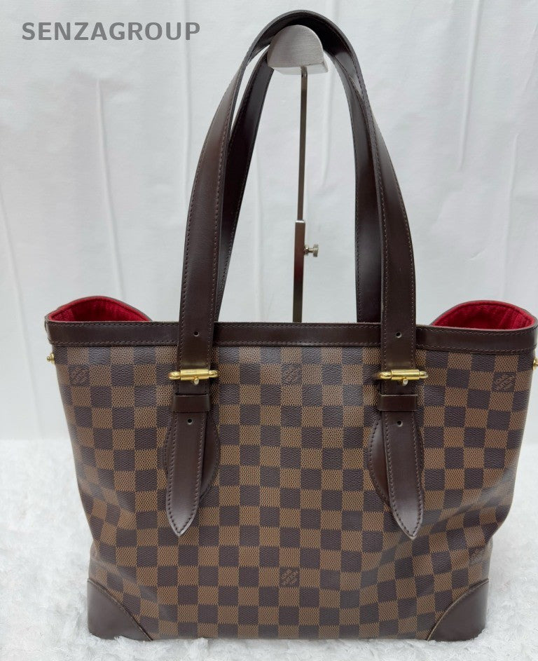 Louis Vuitton Damier MM Shoulder Bag Brown Red Gold Women Classic Designer