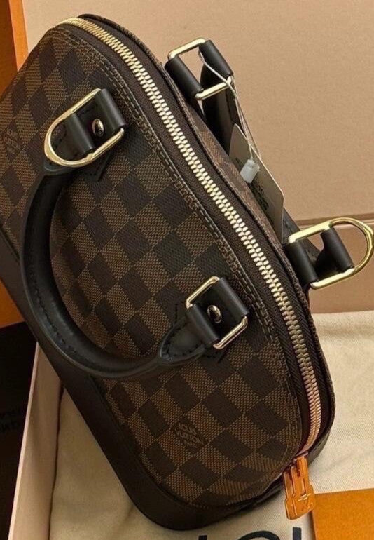 Louis Vuitton Damier BB Top Handle Bag Brown Gold Women Classic Designer
