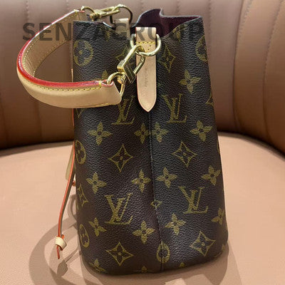 Louis Vuitton Monogram Noe Bucket Bag Brown Gold Hardware Classic Women