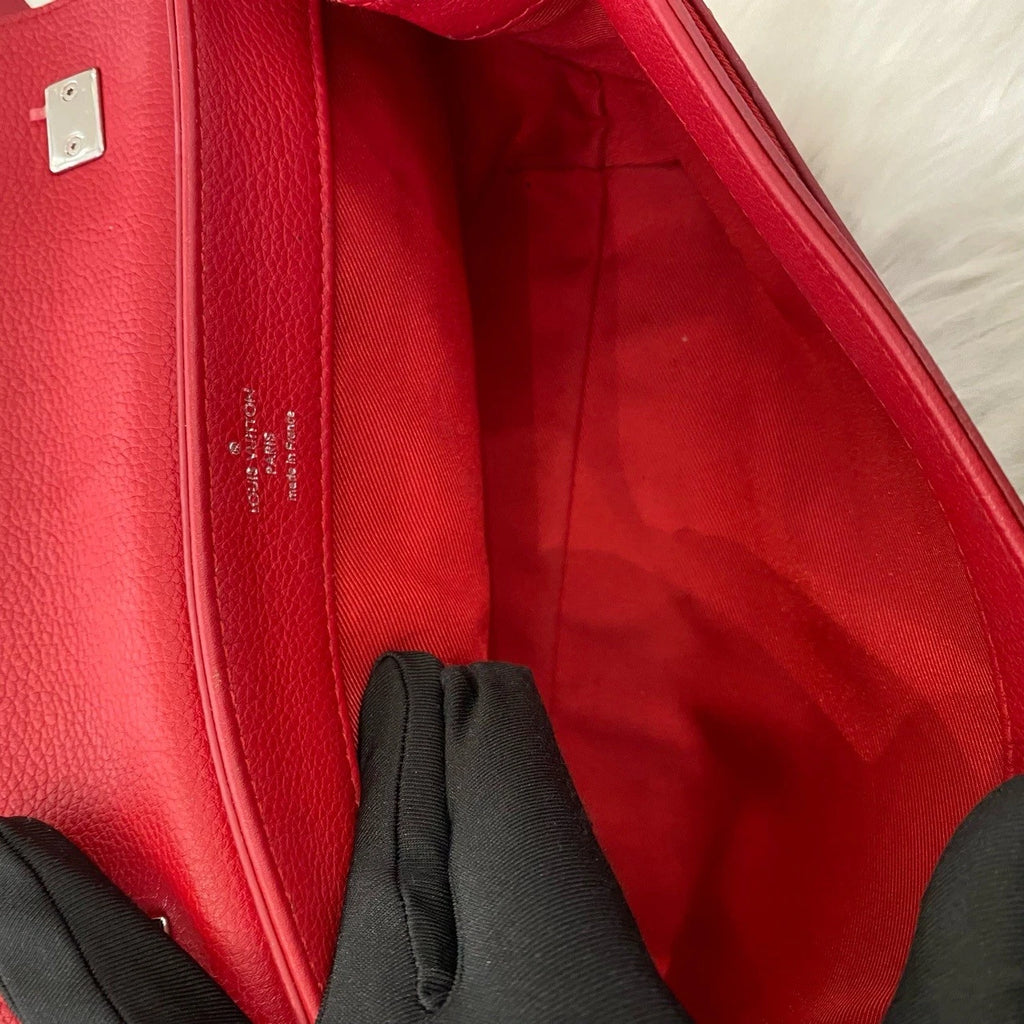Louis Vuitton Lockme BB Leather Shoulder Bag Red Silver Women's Classic