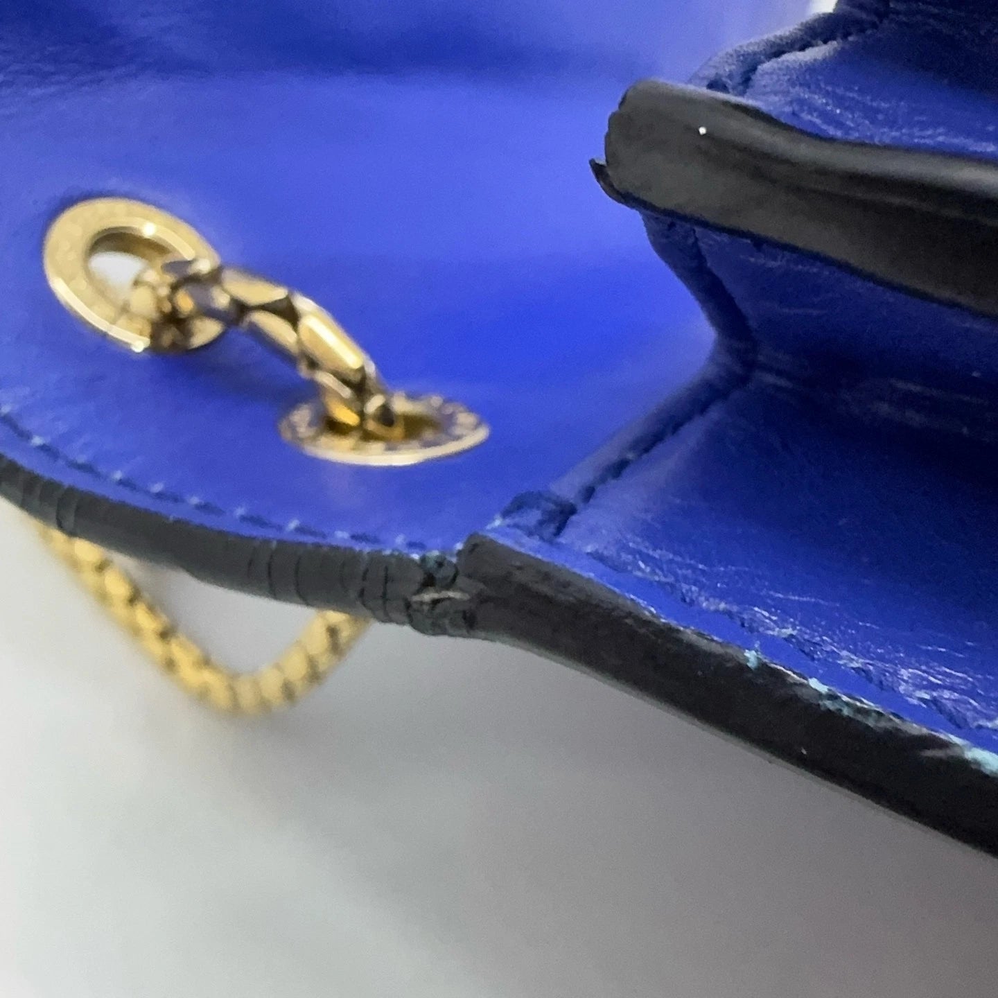 Bvlgari Enamel Snake Head Blue Leather Shoulder Crossbody Bag For Women