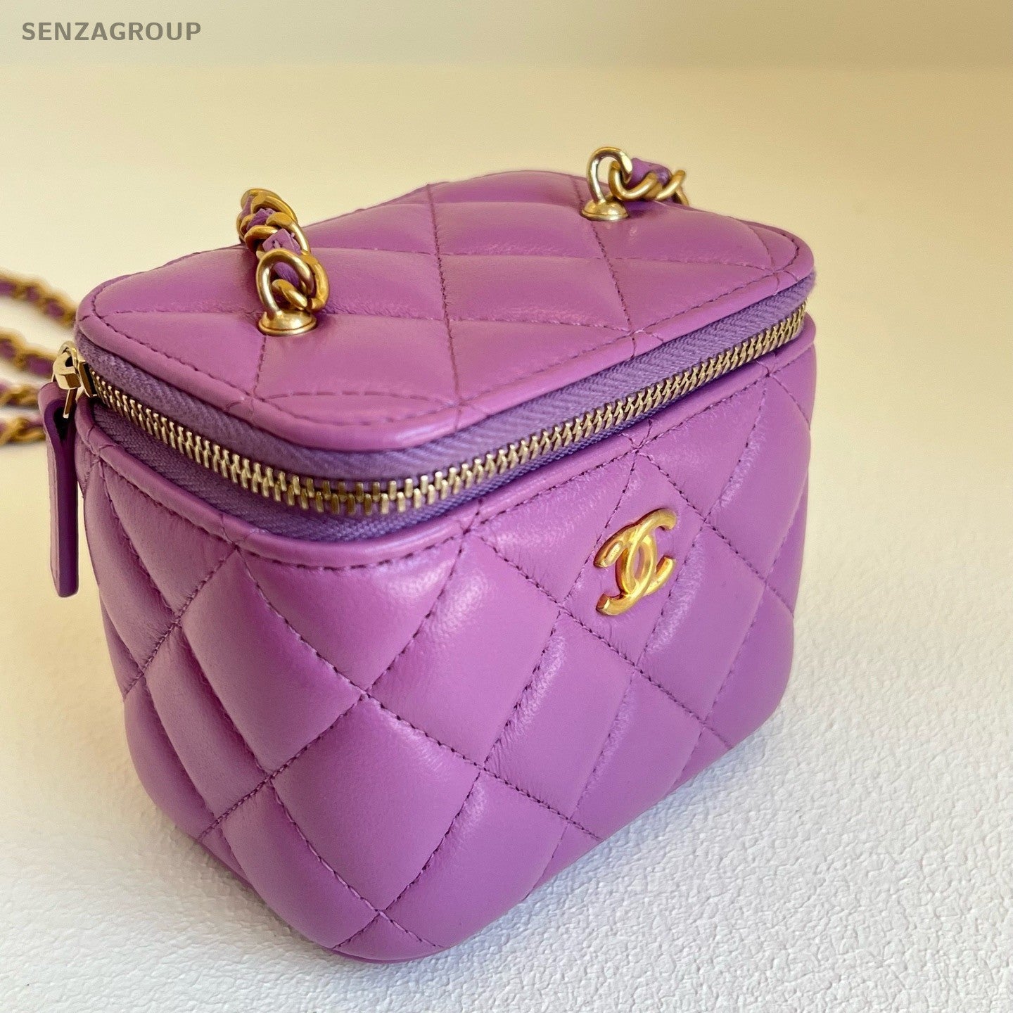 CHANEL 22S Box Lambskin Chain SHoulder bag Crossbody Women Purple Gold