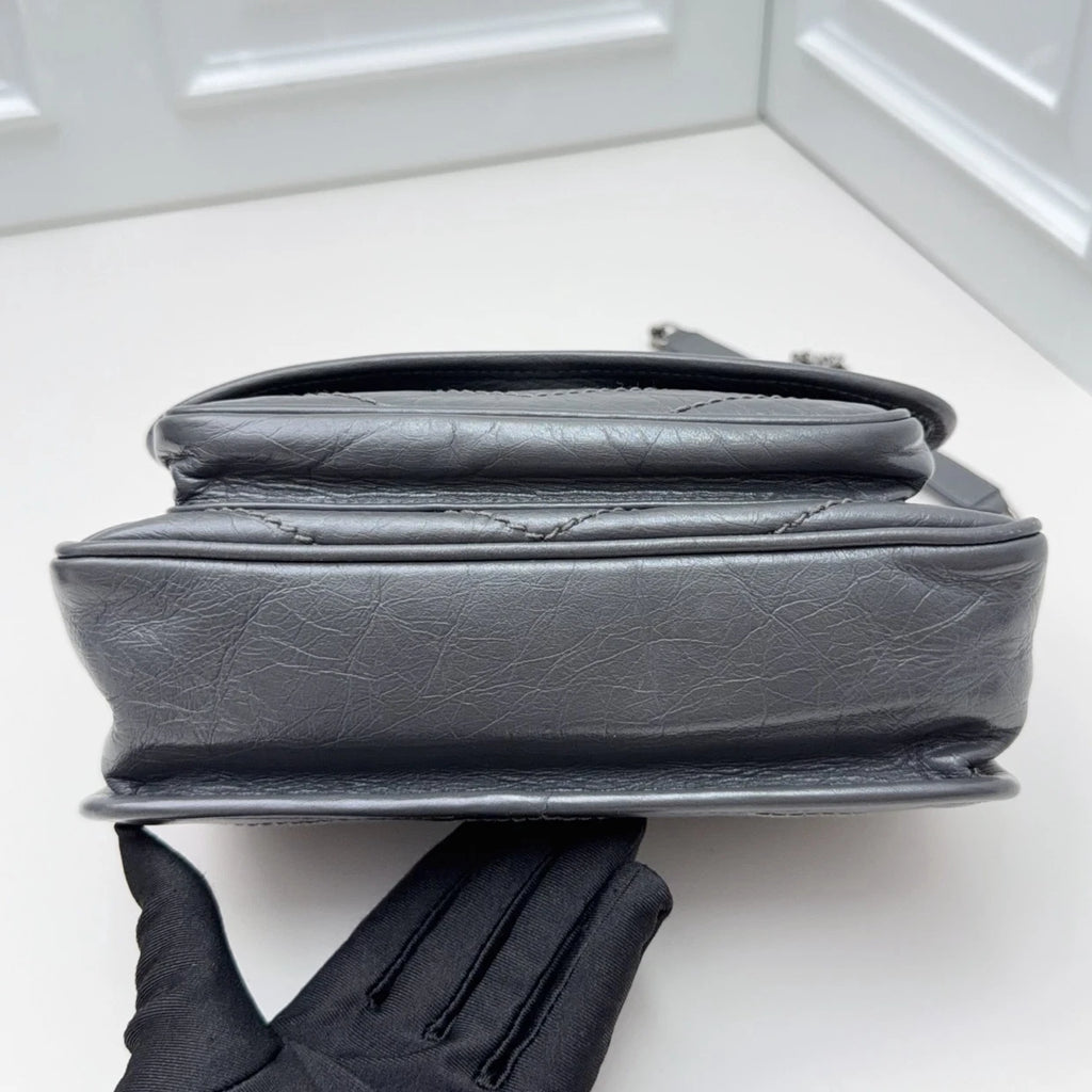 Saint Laurent Niki PM Chain Shoulder Crossbody Gray Silver Women Classic