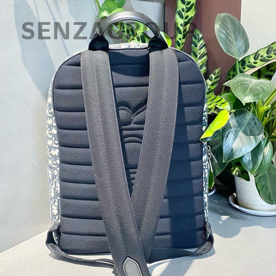 Dior Safari Oblique Backpack Zip Black White Silver Hardware Unisex