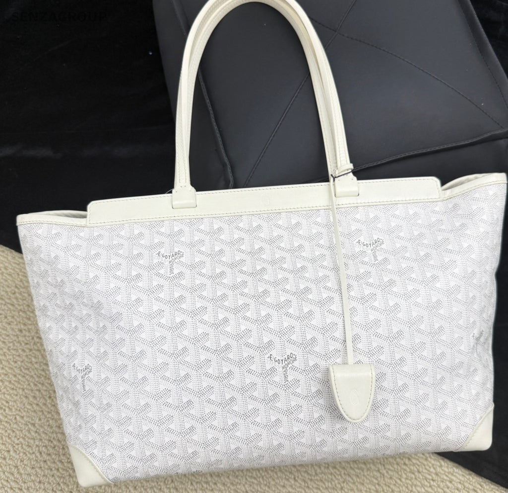 Goyard briefcase Canvas Monogram Top Handle Shoulder Bag Women White.