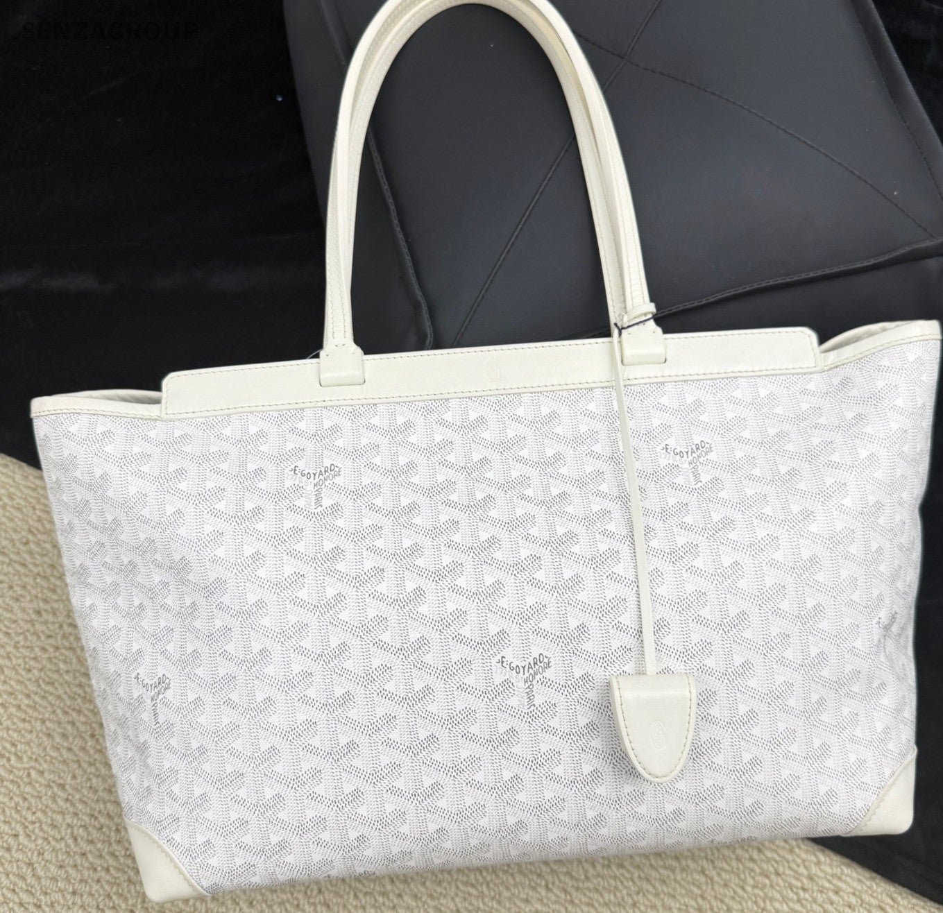 Goyard briefcase Canvas Monogram Top Handle Shoulder Bag Women White.