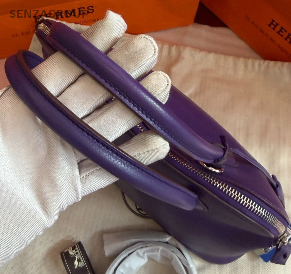 Hermes Bolide31 Top Handle Bag Shoulder Bag Crossbody Purple Silver Women