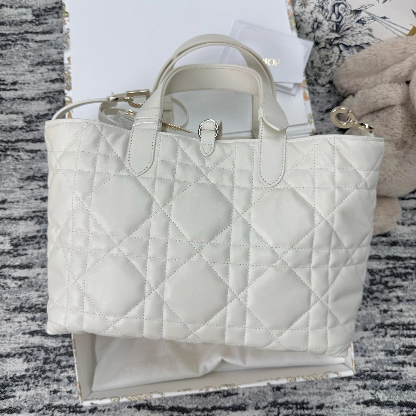 Authentic Dior Toujours Medium Leather Tote Bag for Women