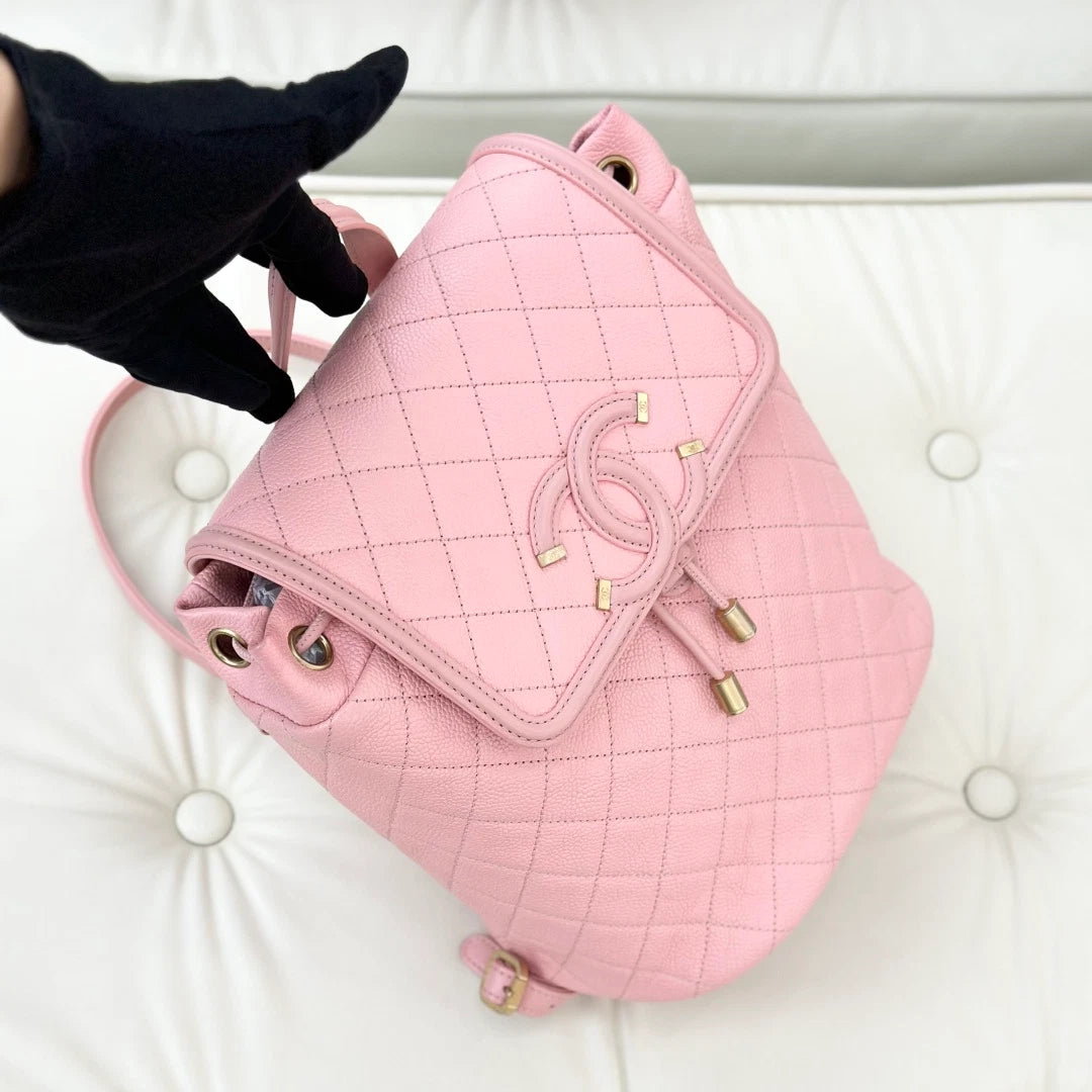 Chanel Vanity Case PM Calfskin Backpack Pink Gold Hardware Women S