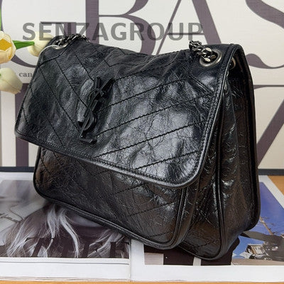 Saint Laurent YSL Niki Medium Black Silver Chain Shoulder Bag