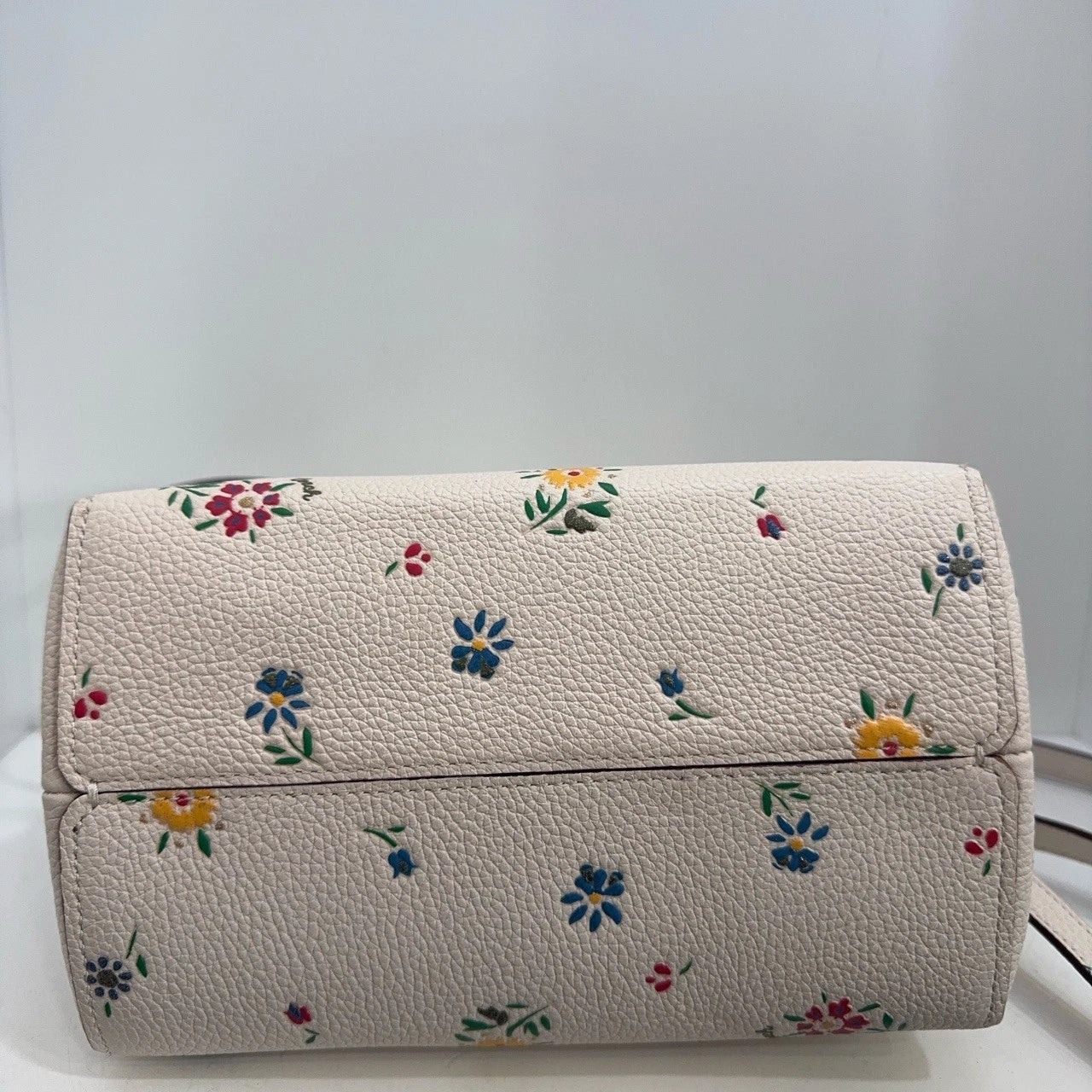 Coach Women's Small Printed Leather Bucket Crossbody Shoulder Bag Chalk White