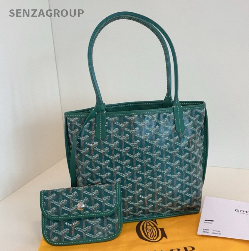 Goyard Anjou Mini Tote Top Handle Bag Shoulder Bag Green Silver Women Classic