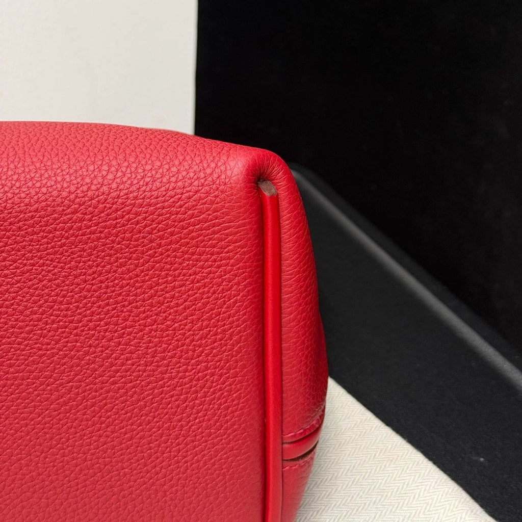 Excellent Condition Hermes 2424 2Way Red Top Handle Bag Crossbody Gold Hardware