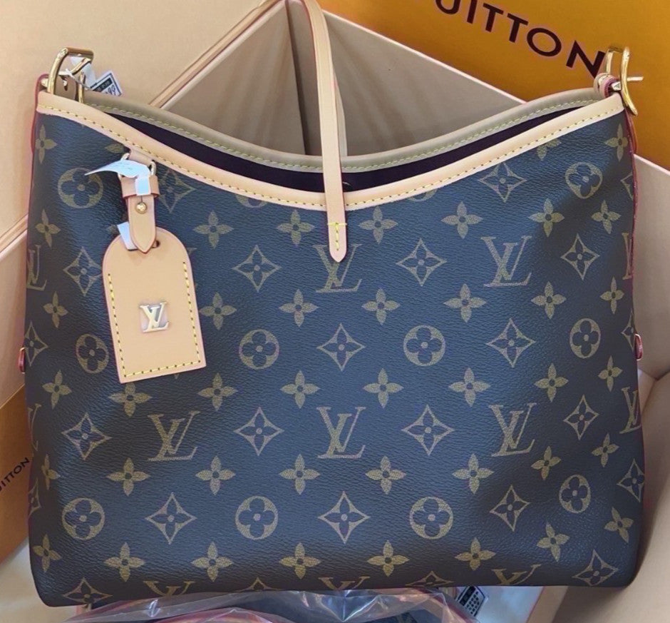 Louis Vuitton Carryall PM Monogram Shoulder Bag Brown Gold Used Women Classic