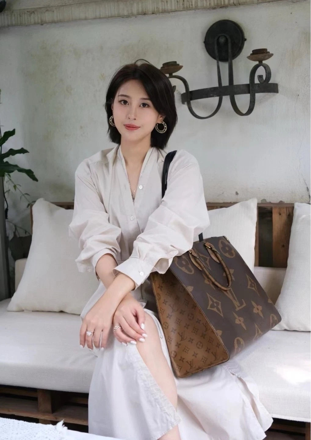 Louis Vuitton Brown Monogram Large OnTheGo Tote Bag For Women