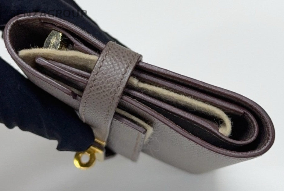 Hermes Kelly Medium Wallet Gray Gold Used Women Classic Designer