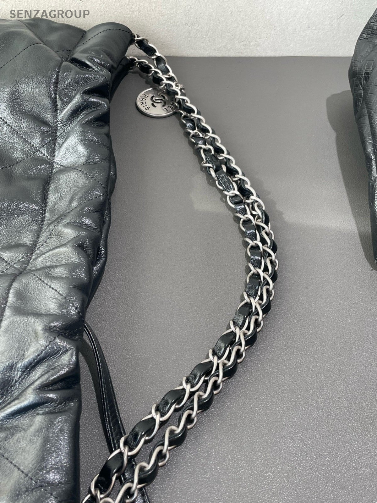 Chanel 22Bag Chain Shoulder Bag Crossbody Black Silver Women Classic