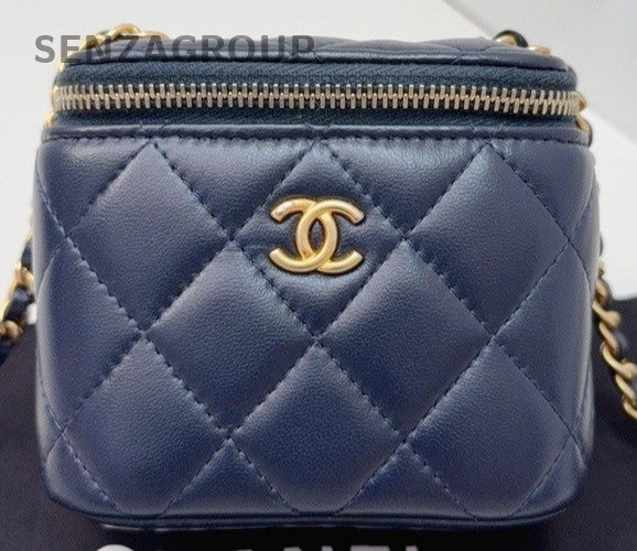 Chanel Vanity box mini 2ways Crossbody Shoulder Bag Women Blue