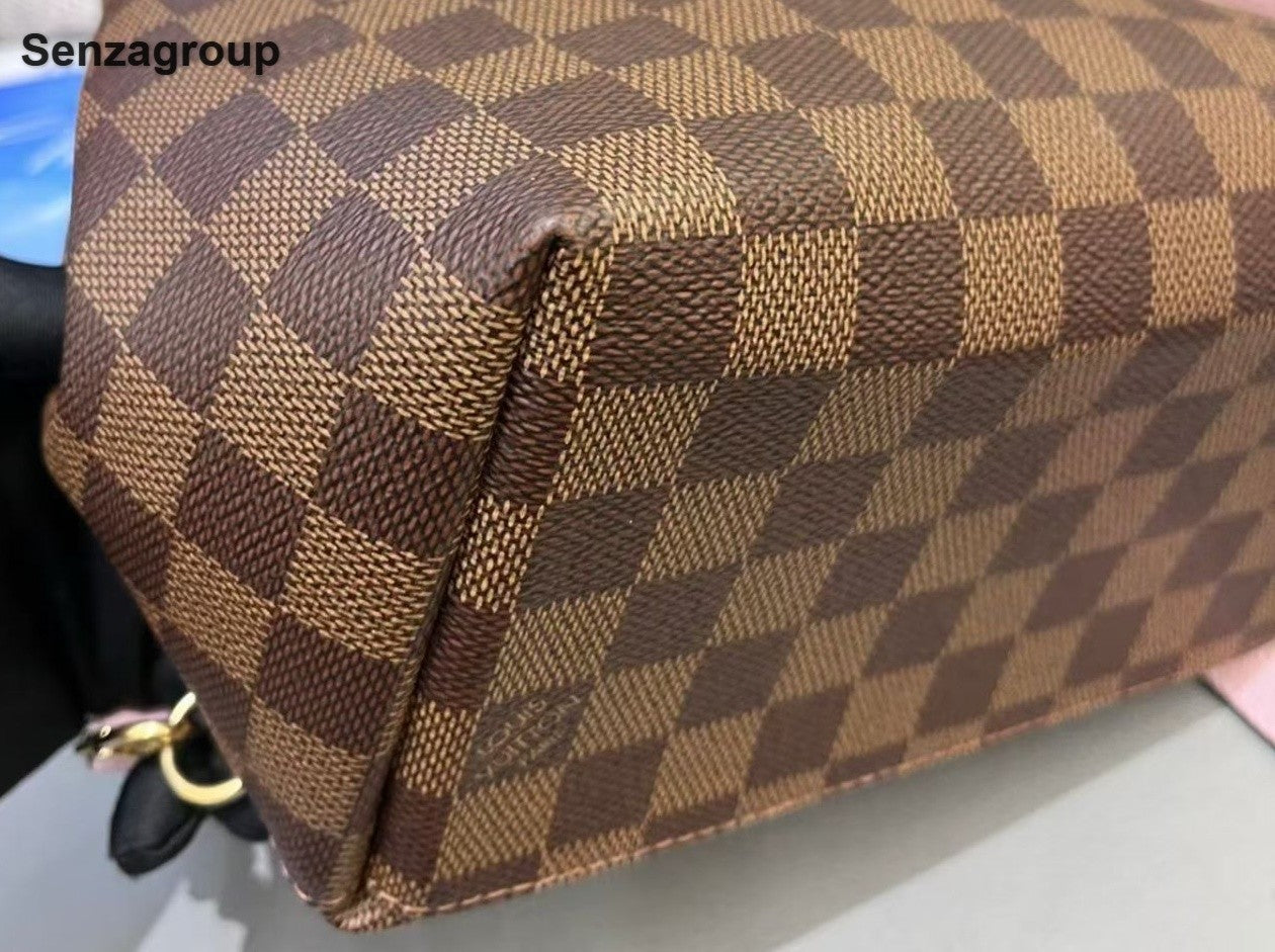 Louis Vuitton Clapton Damier Ebene Backpack Crossbody Brown Pink Women Classic