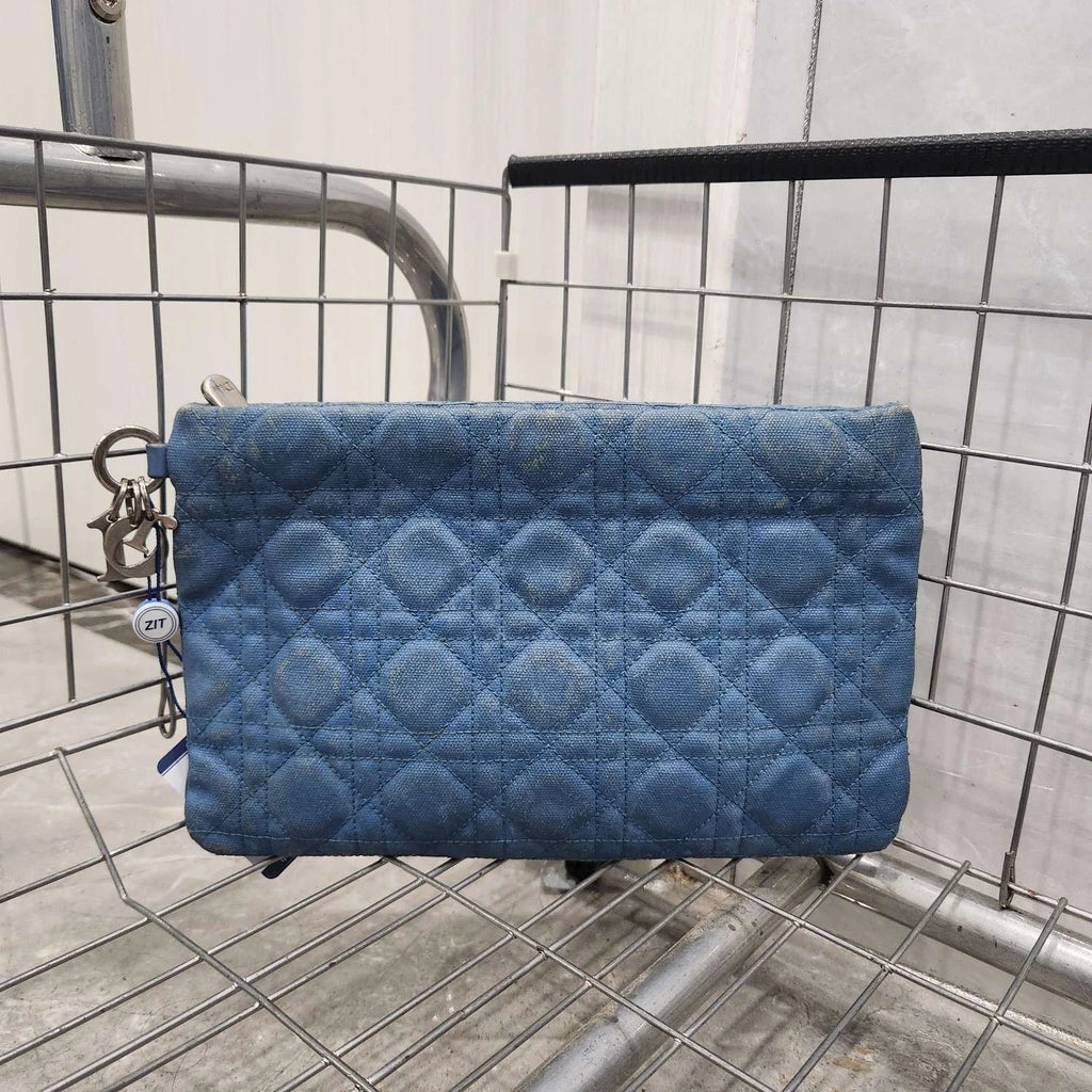 Dior Blue Quilted Tech Clutch Bag For Women