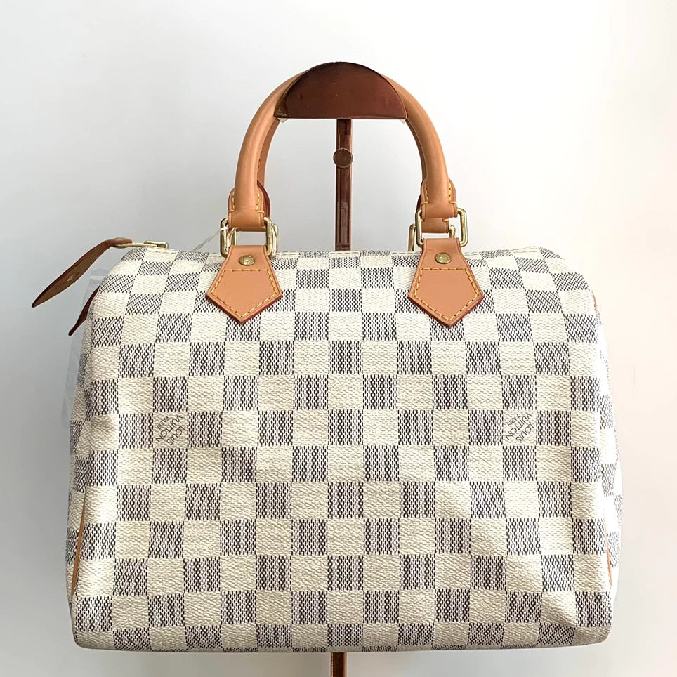 Louis Vuitton Speedy 25 Tote Damier Azur Top Handle Bag Crossbody Bag Unisex S