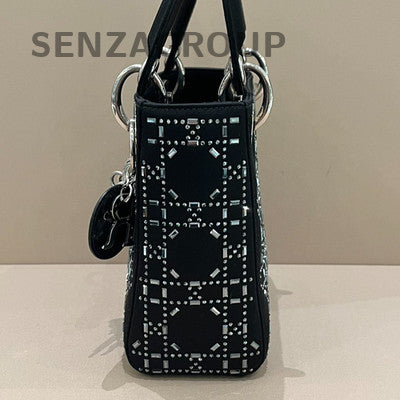Dior Lady Dior Black Silver Hardware Handbag Classic Women's Fashion