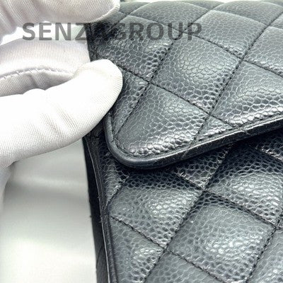 Chanel Classic Flap Medium Black Silver Chain Quilted Shoulder Bag Women