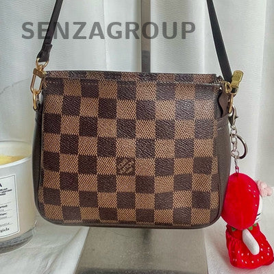 Louis Vuitton Damier Ebene Canvas Shoulder Handbag Classic Vintage
