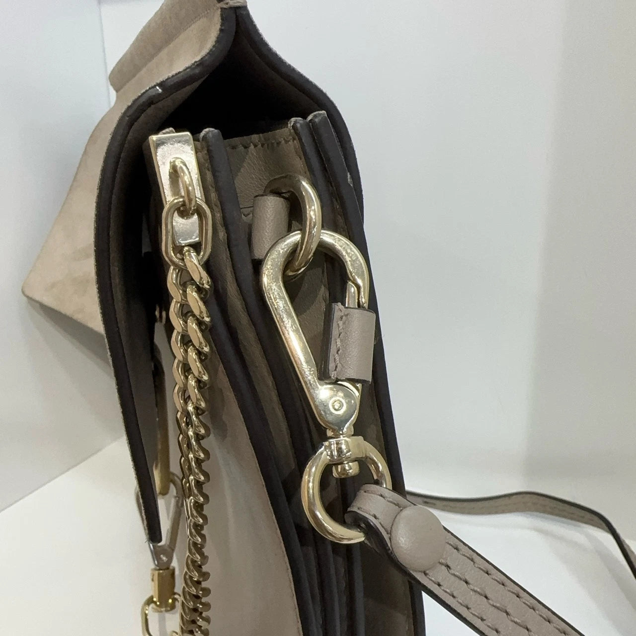 Chloe Faye Calfskin Shoulder Crossbody Bag For Women Elephant Gray
