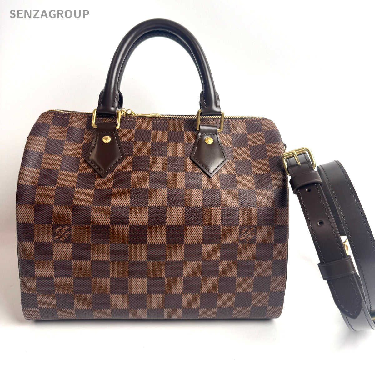 Louis Vuitton Speedy25 Damier Ebene 2WAY Shoulder Handbag Brown Women Classic