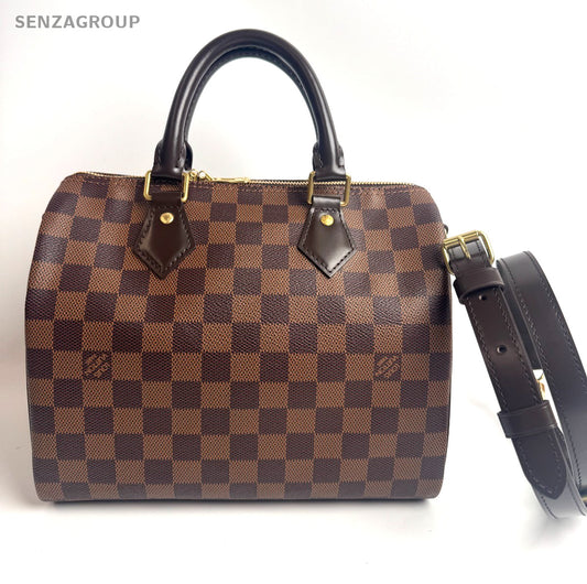 Louis Vuitton Speedy25 Damier Ebene 2WAY Shoulder Handbag Brown Women Classic