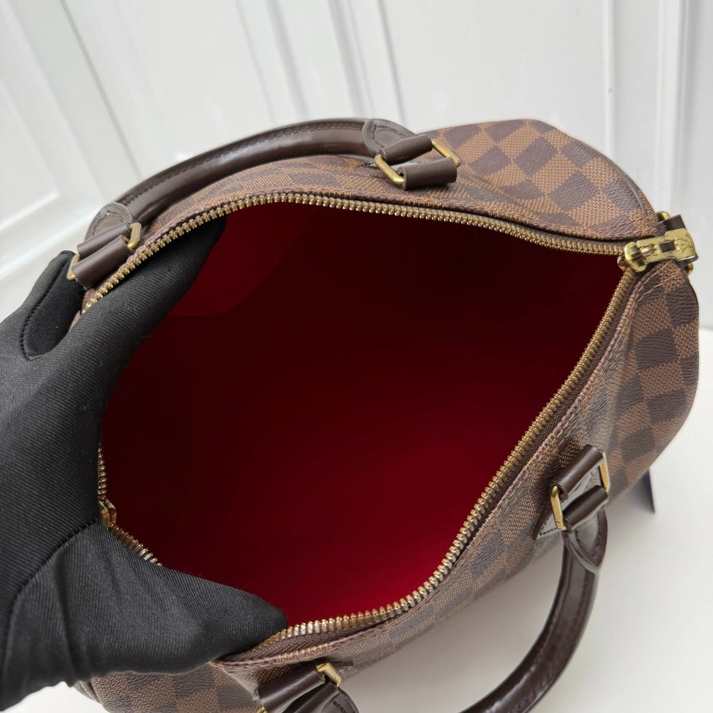 Louis Vuitton Speedy 30 Damier Ebene Top Handle Crossbody Bag Brown Women