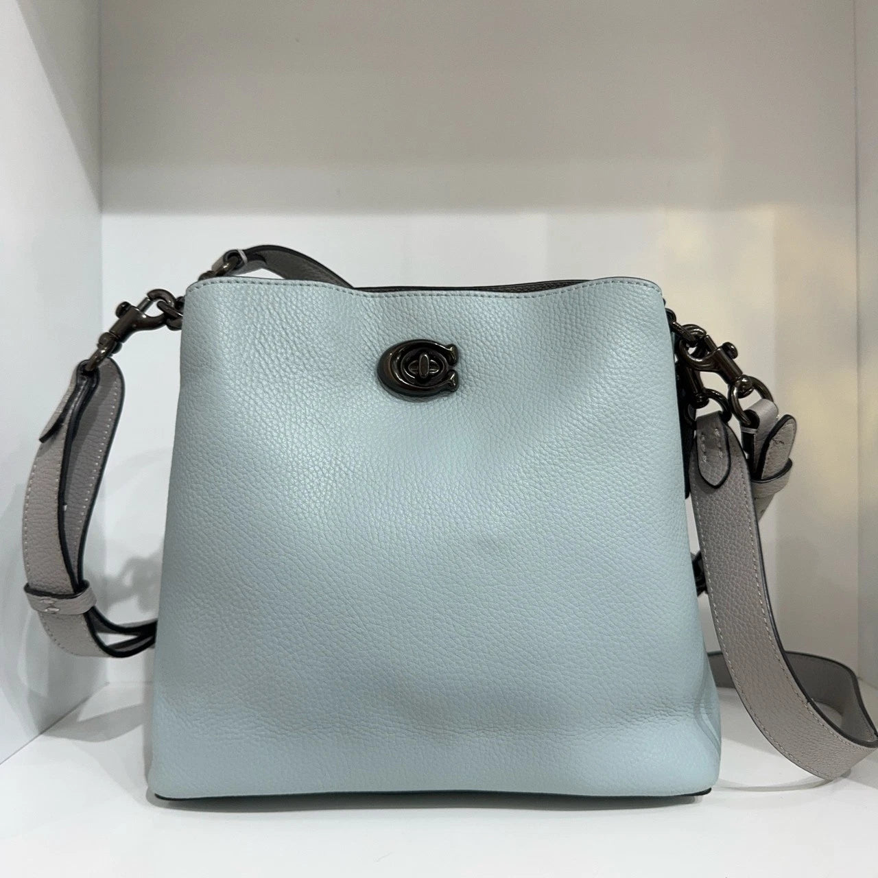 Coach Leather Solid Color Bucket Shoulder Crossbody Handbag For Women